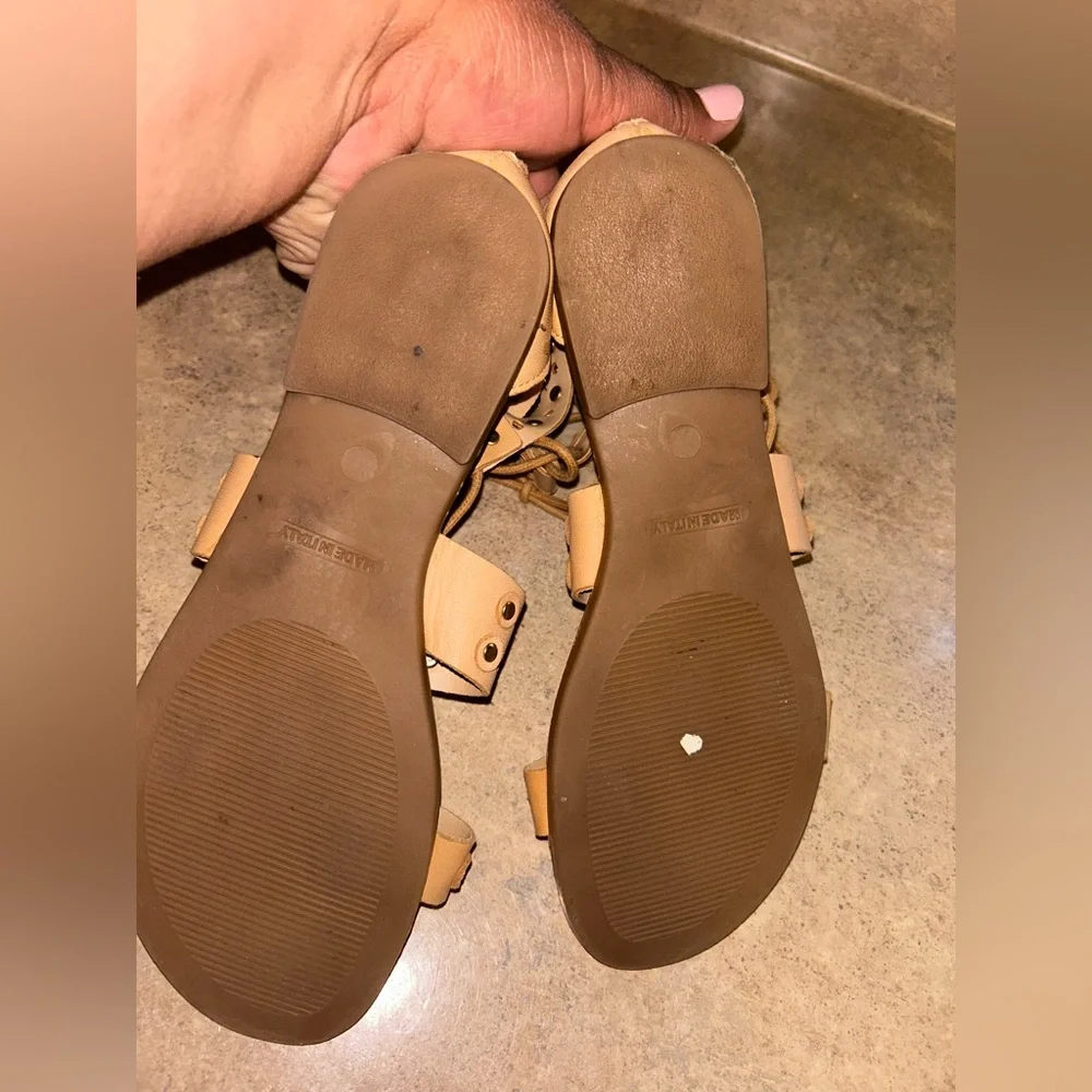 Barbara Barbieri Tan Gladiator Sandals - studded lace up flats